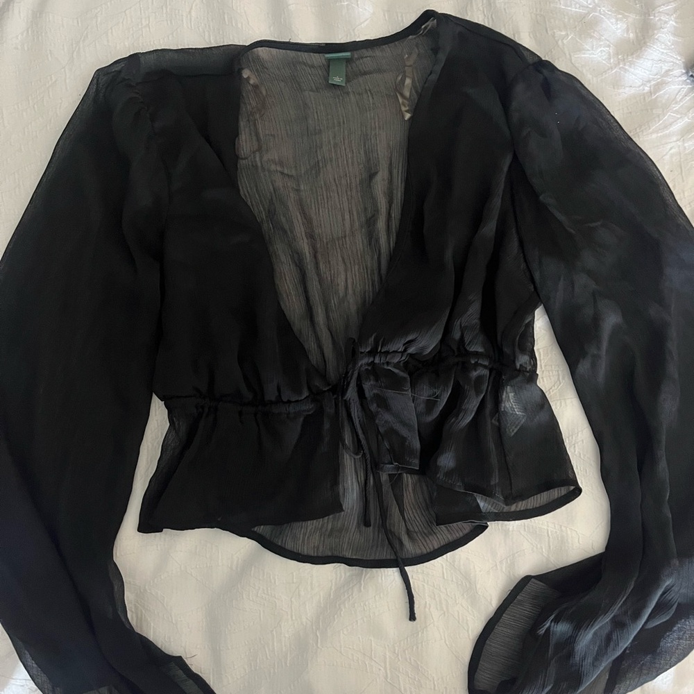 size large sheer black cardigan